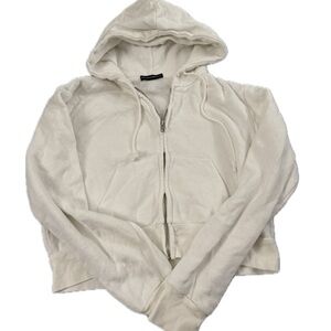 brandy melville white cropped zip up